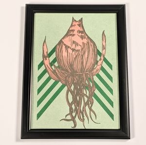 Onion green chevron stripe 5x7 framed art print